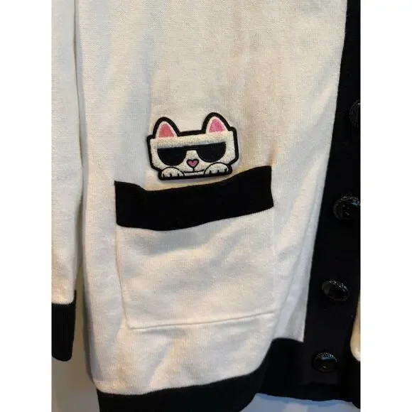 Karl Lagerfeld Paris Knit Cardigan Sweater - Picture 3 of 8